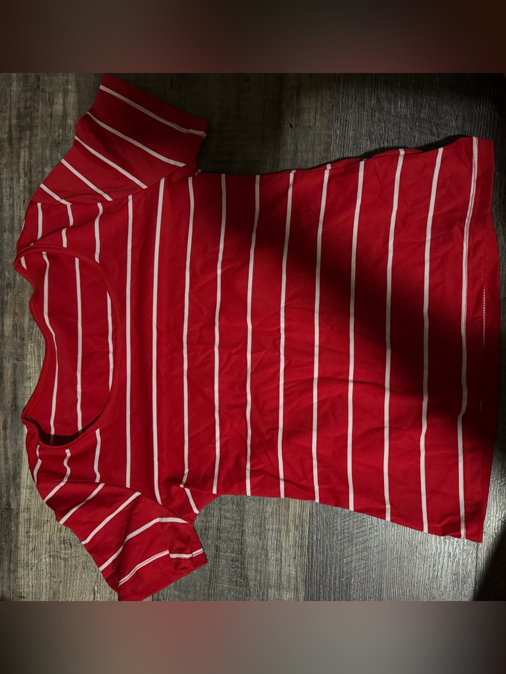Lily Coco Red White Striped Short Sleeve Top Size Small NWT